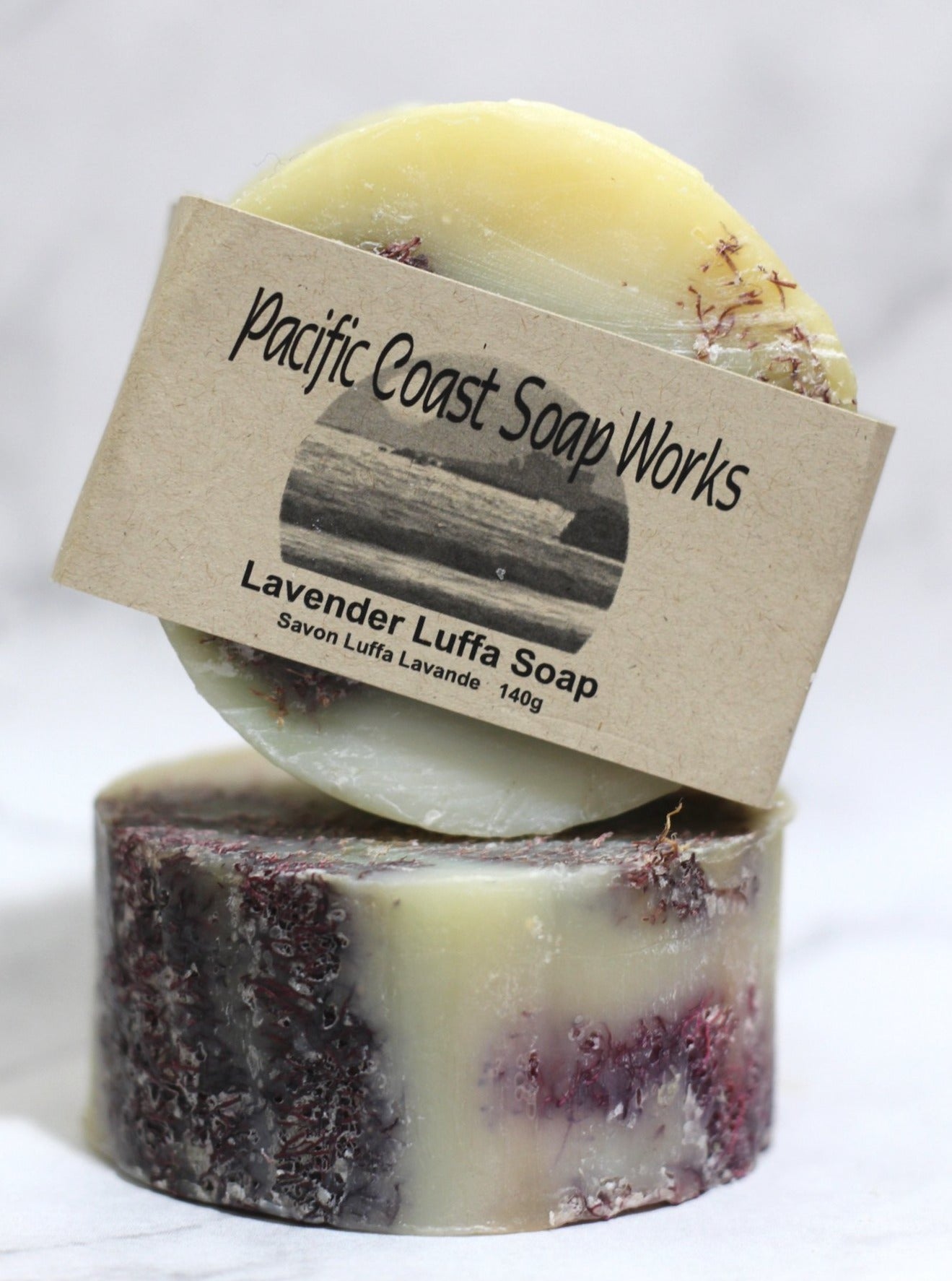 lavender luffa soap. luffa body scrub soap. natural luffa soap. luffa soap bar. natural soap companies. soap works.