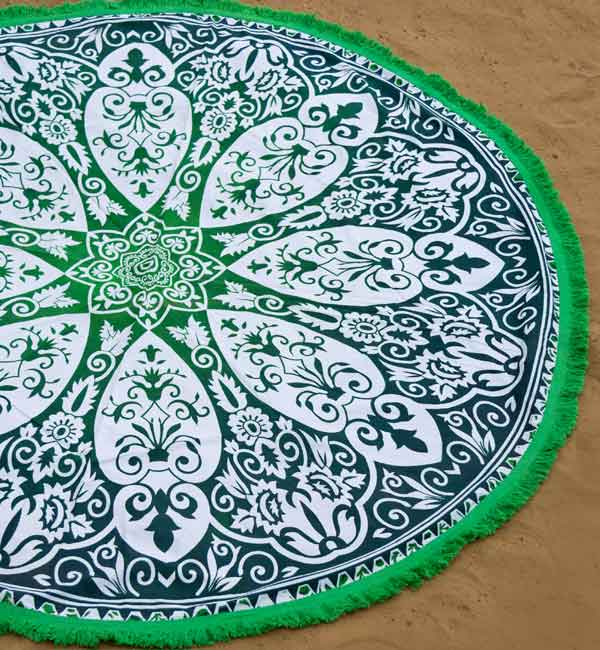 Maya Round Tapestry green 52"