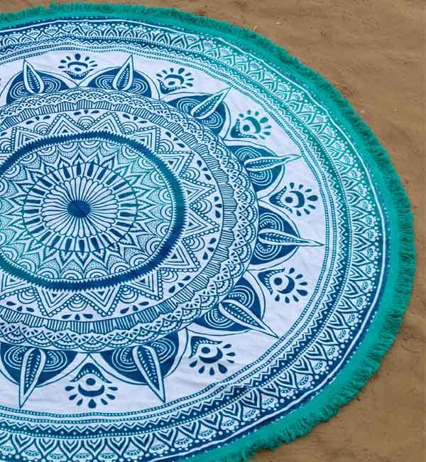 sanchi roundi tapestry teal color 52"