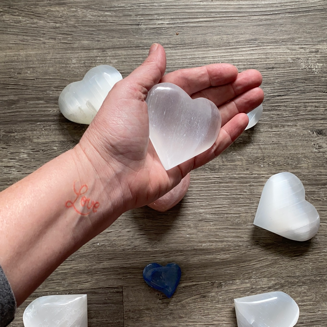 selenite heart crystal 3" healing crystal